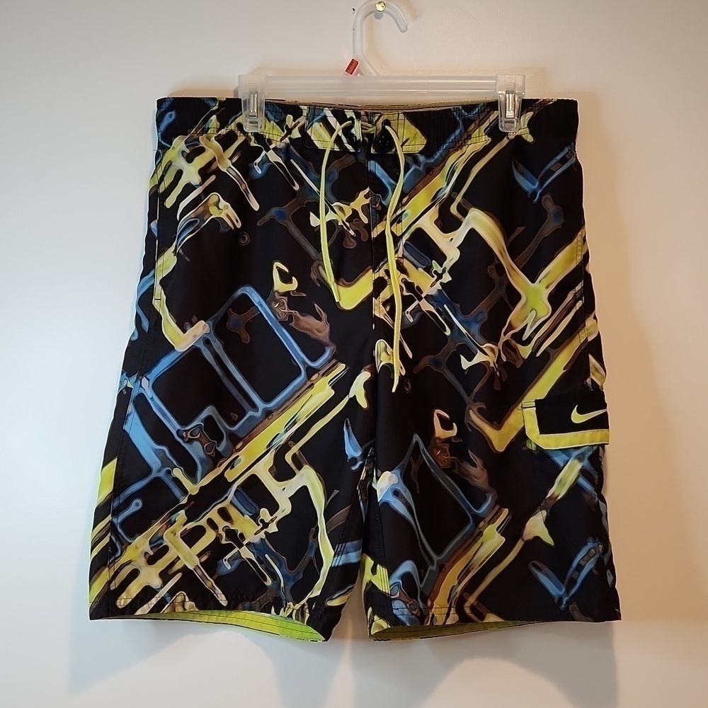 Nike Lined Mesh Swim Trunks Shorts Men's Sz Medium Great Graphic EUC VERY NICE!
